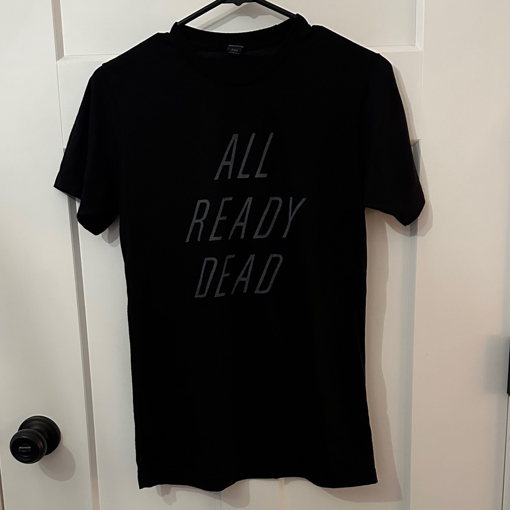 NWOT Black Graphic Tee with Bold Text